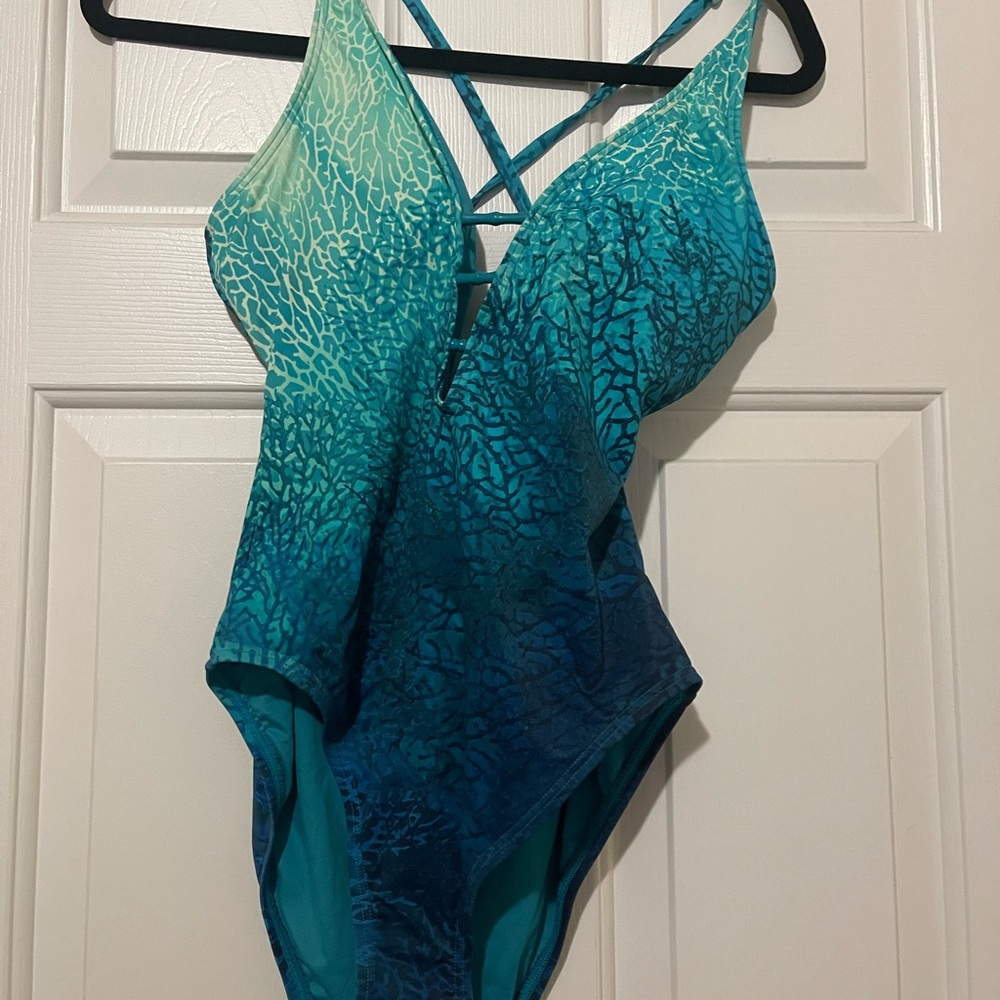 Carmen Marc Valvo Teal and Aqua Swimsuit